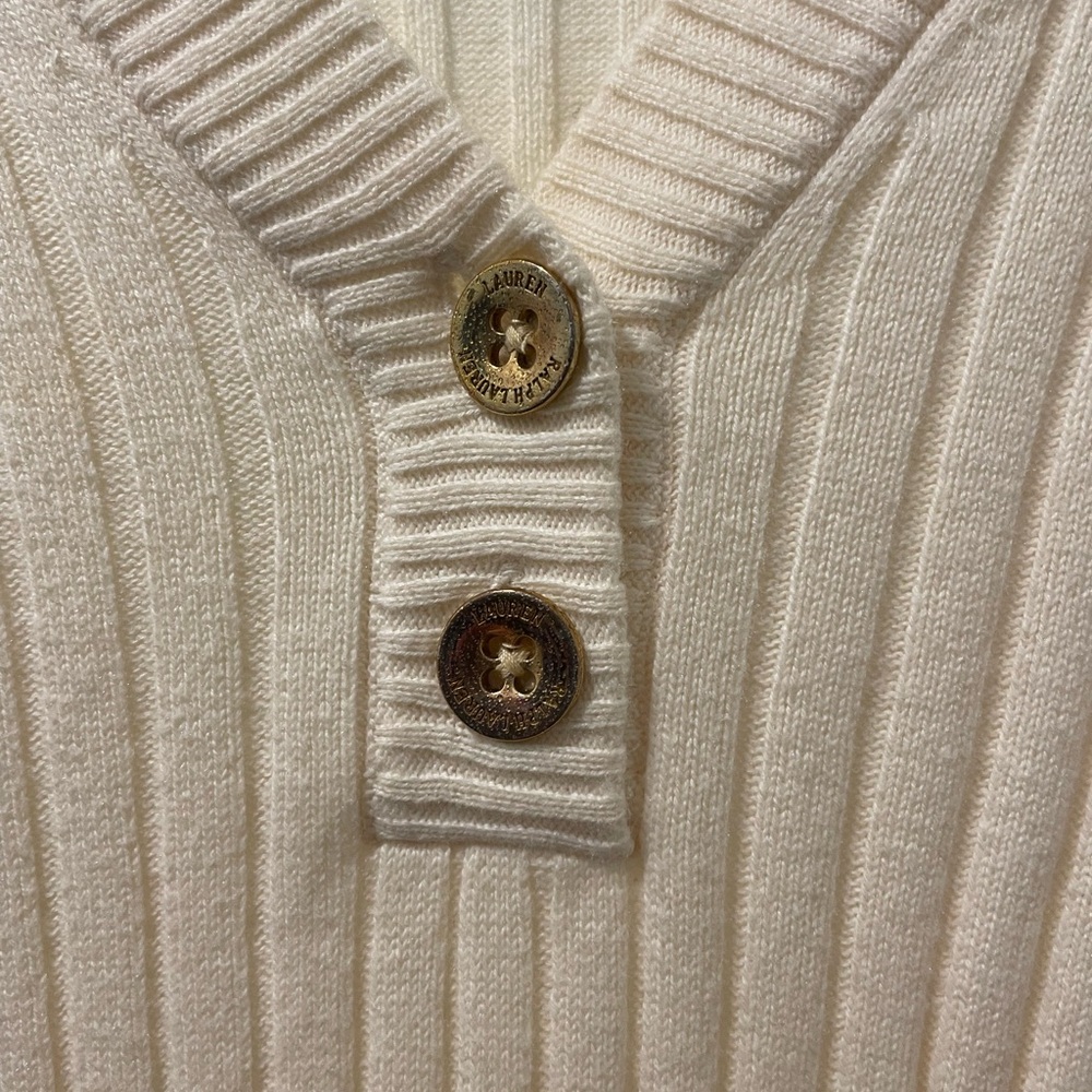 Ralph Lauren Beige V-Neck Sweater 100% cotton size medium - Picture 2 of 5